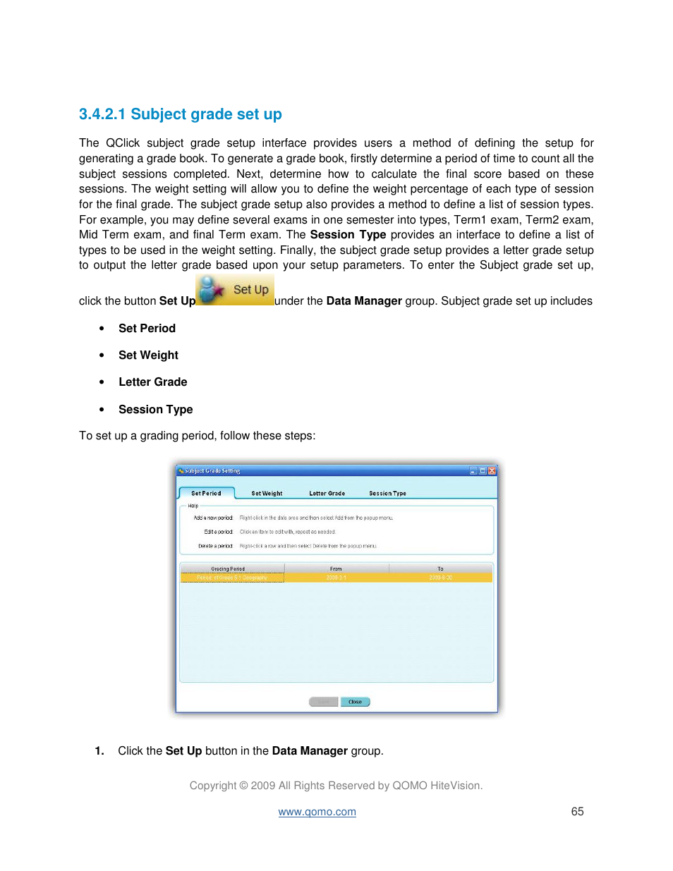 1 subject grade set up | QOMO QIR300 User Manual User Manual | Page 65 / 91