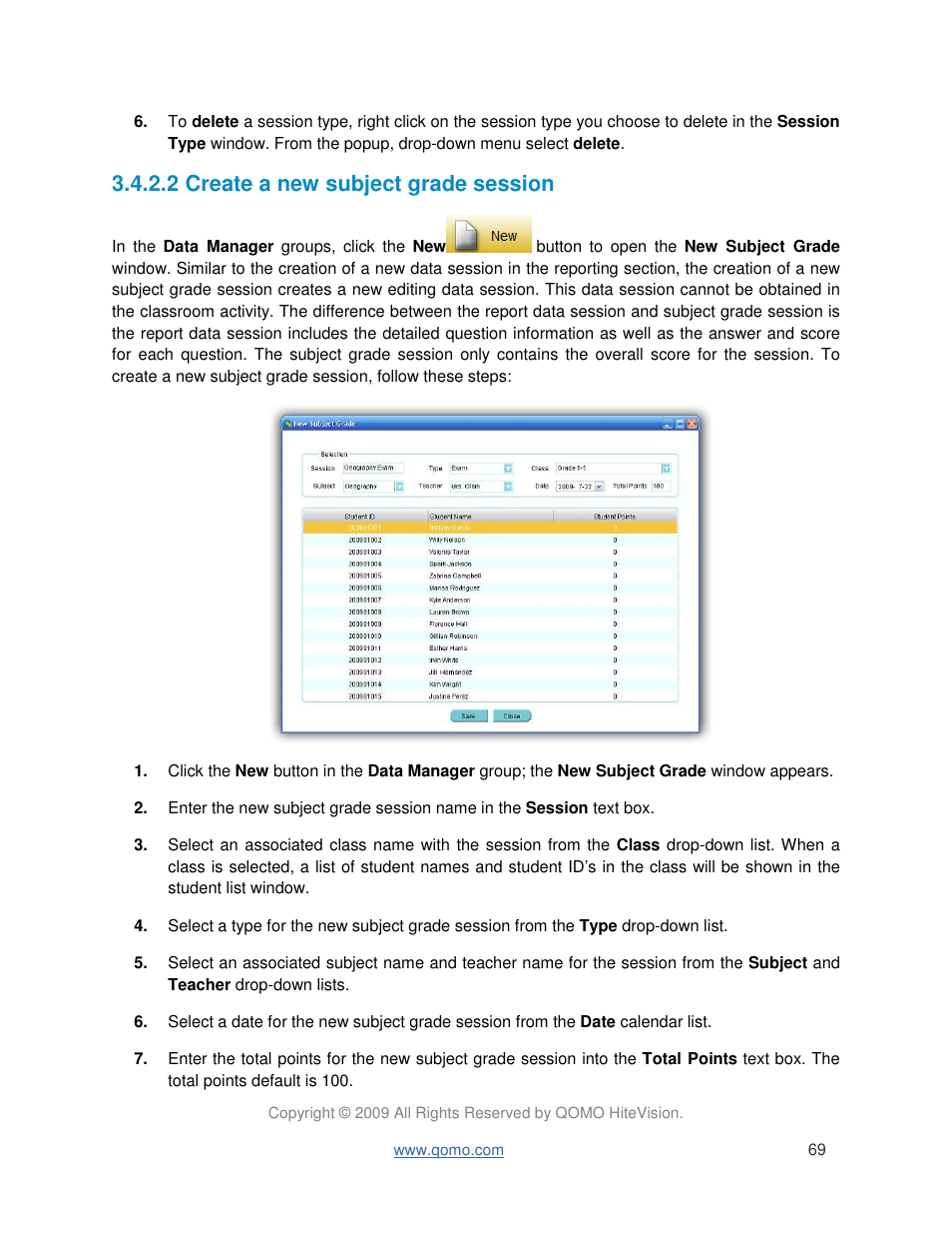 2 create a new subject grade session | QOMO QIR300 User Manual User Manual | Page 69 / 91