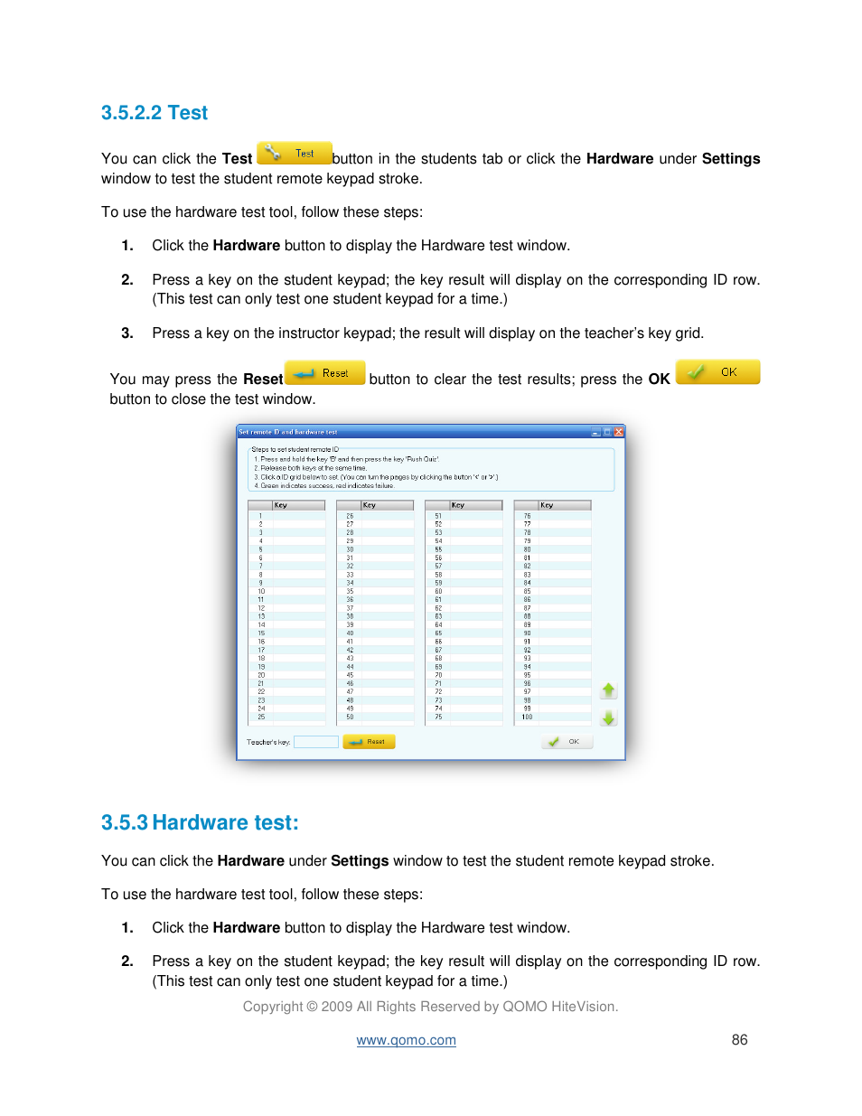 3 hardware test, 2 test | QOMO QIR300 User Manual User Manual | Page 86 / 91