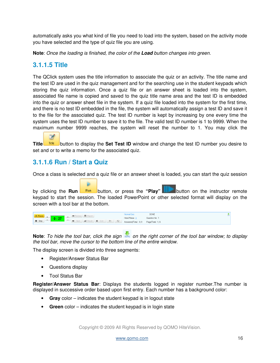 5 title, 6 run / start a quiz | QOMO QRF300 User Manual User Manual | Page 16 / 90