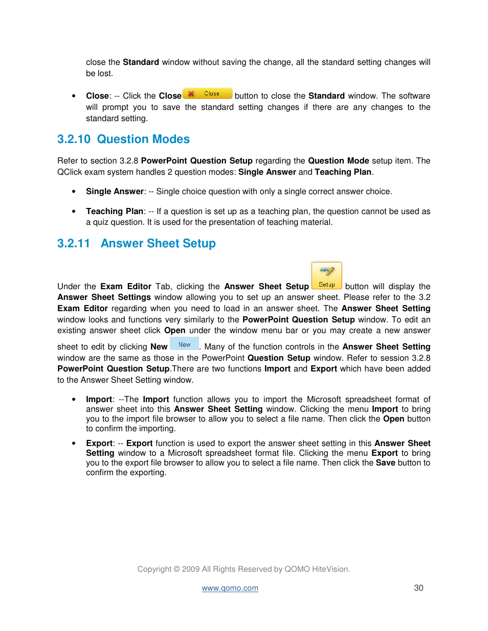 10 question modes, 11 answer sheet setup | QOMO QRF300 User Manual User Manual | Page 30 / 90