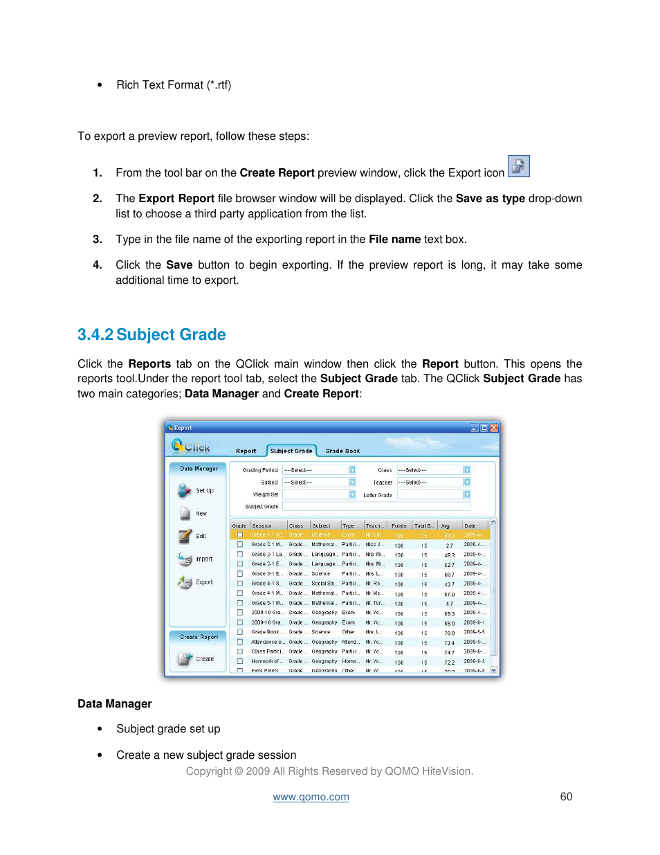 2 subject grade | QOMO QRF300 User Manual User Manual | Page 60 / 90