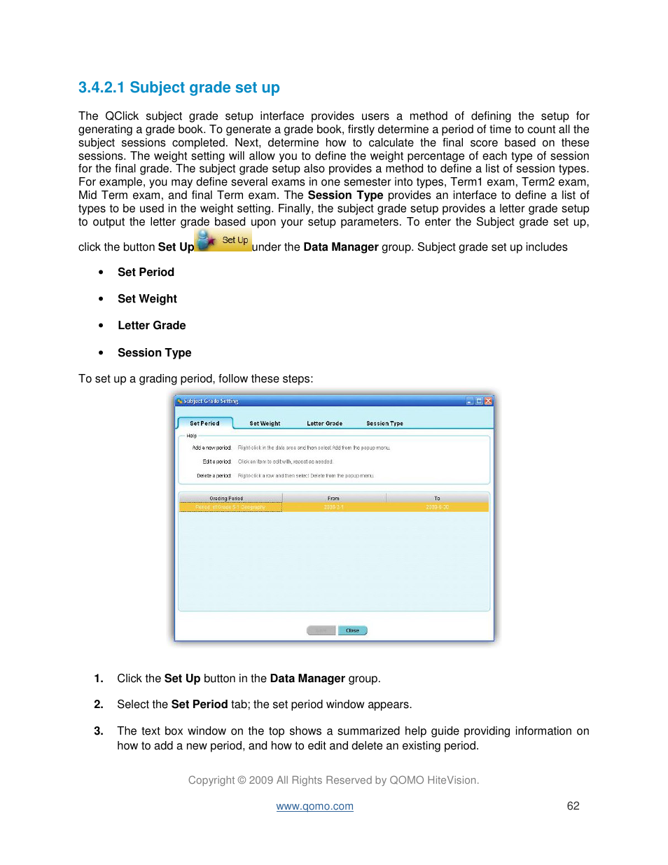 1 subject grade set up | QOMO QRF300 User Manual User Manual | Page 62 / 90