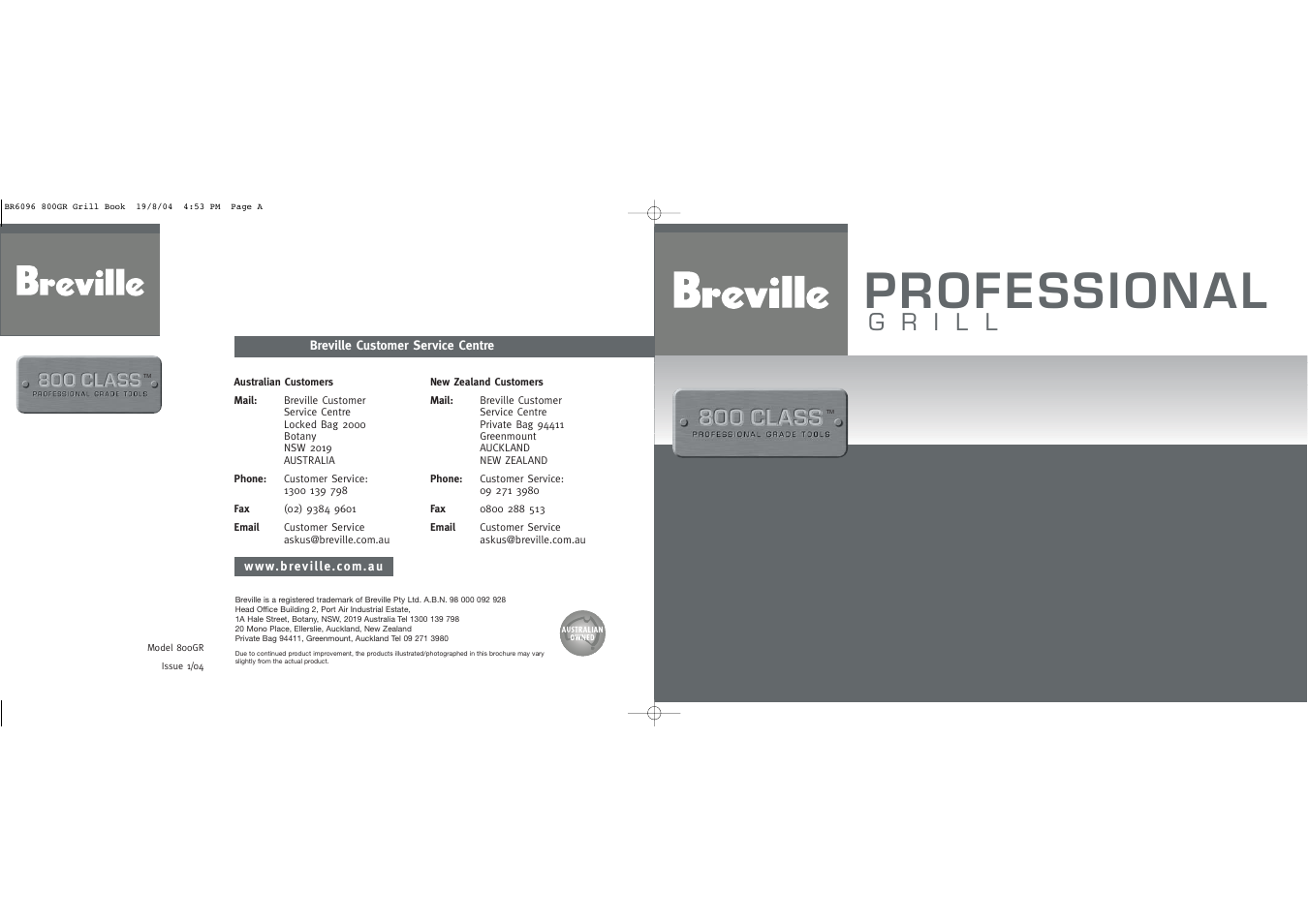Breville 800GR User Manual | 17 pages