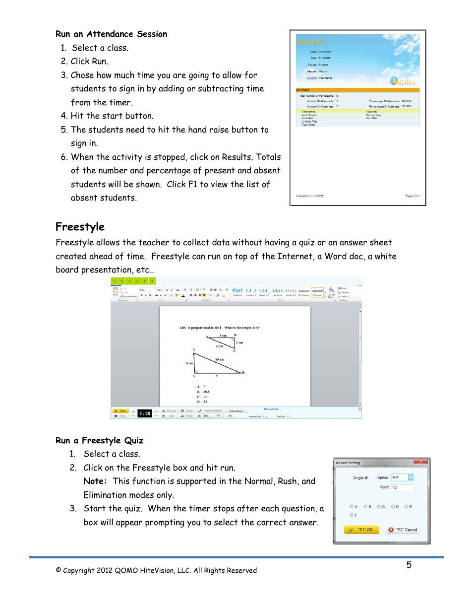 Freestyle | QOMO QRF300 Activity Modes User Manual | Page 5 / 6