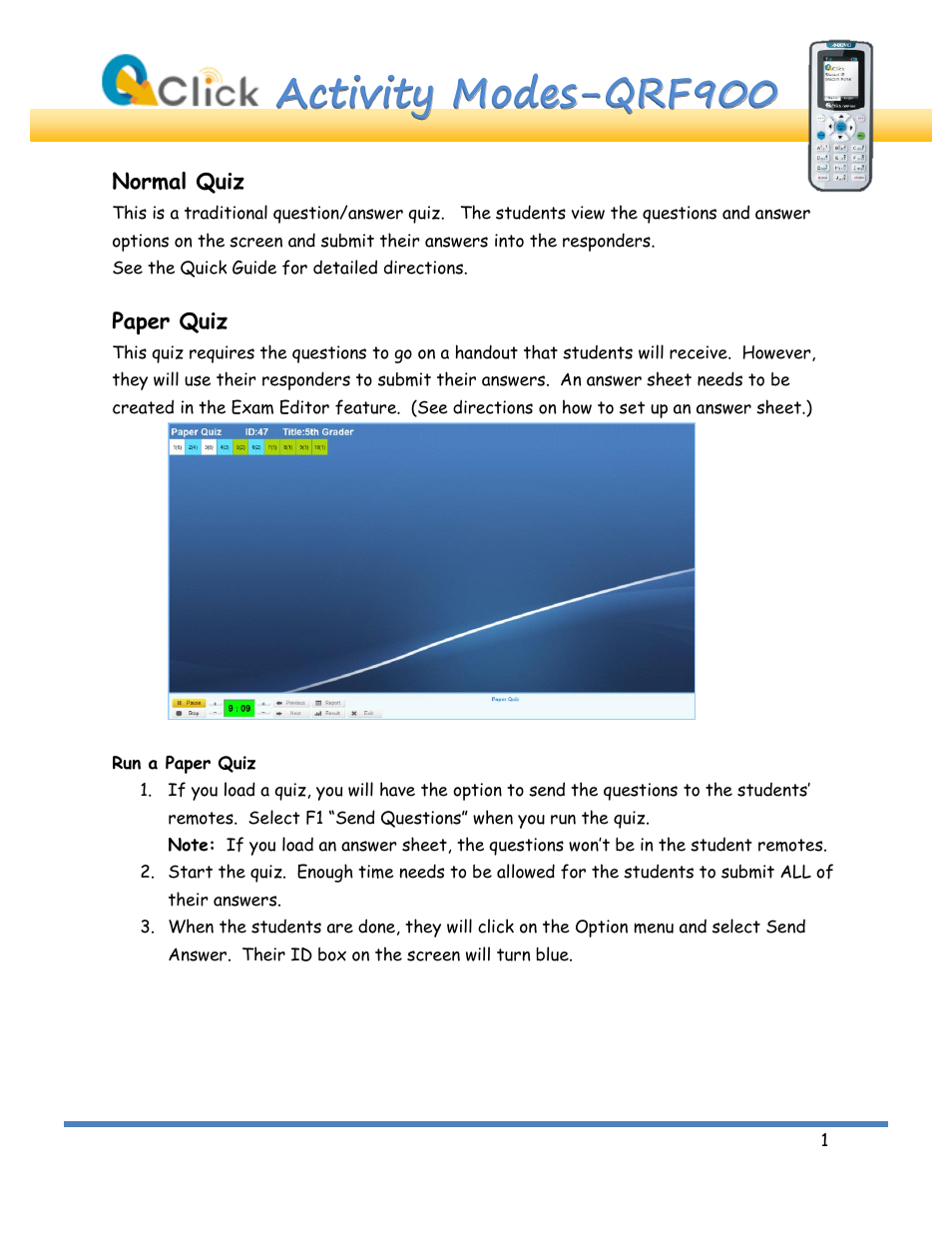 QOMO QRF900 Activity Modes User Manual | 8 pages