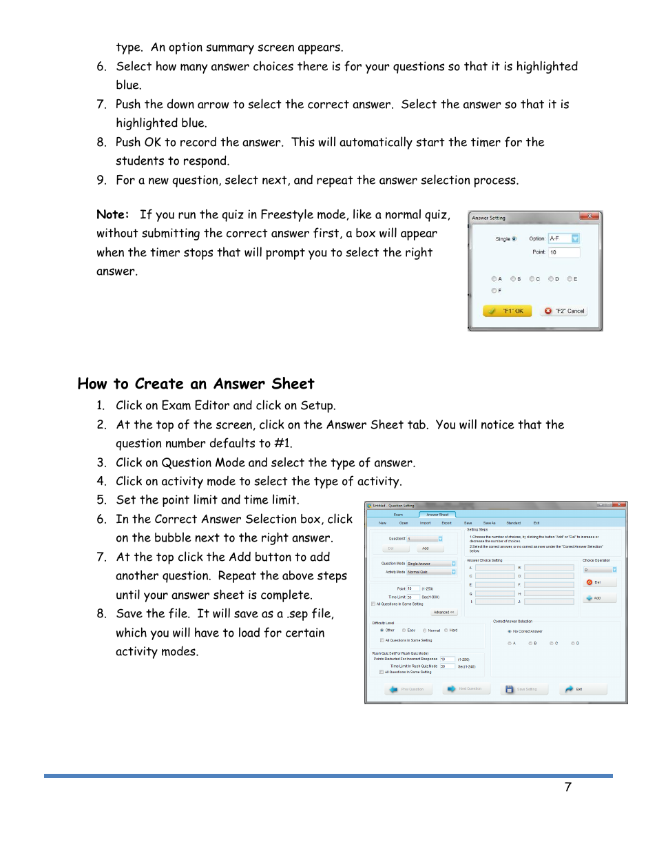 How to create an answer sheet | QOMO QRF900 Activity Modes User Manual | Page 7 / 8