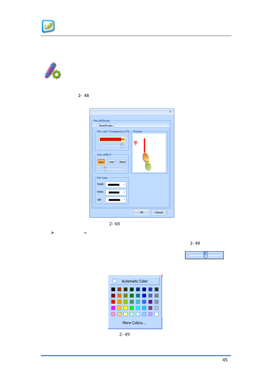 Pen properties | QOMO KidzFlow! Manual User Manual | Page 45 / 59