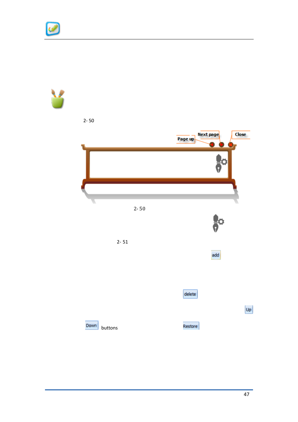 Common pen tools, Pen container | QOMO KidzFlow! Manual User Manual | Page 47 / 59