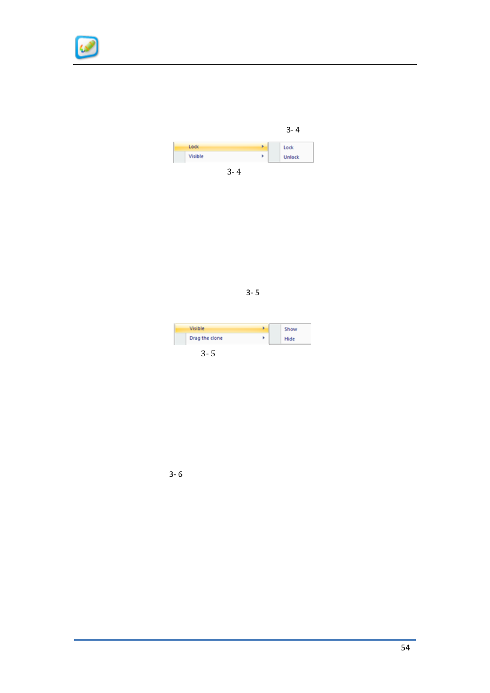 Lock, Setting of visibility, Clone | QOMO KidzFlow! Manual User Manual | Page 54 / 59
