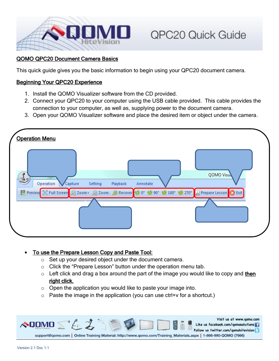 QOMO QPC20 User Manual | 2 pages