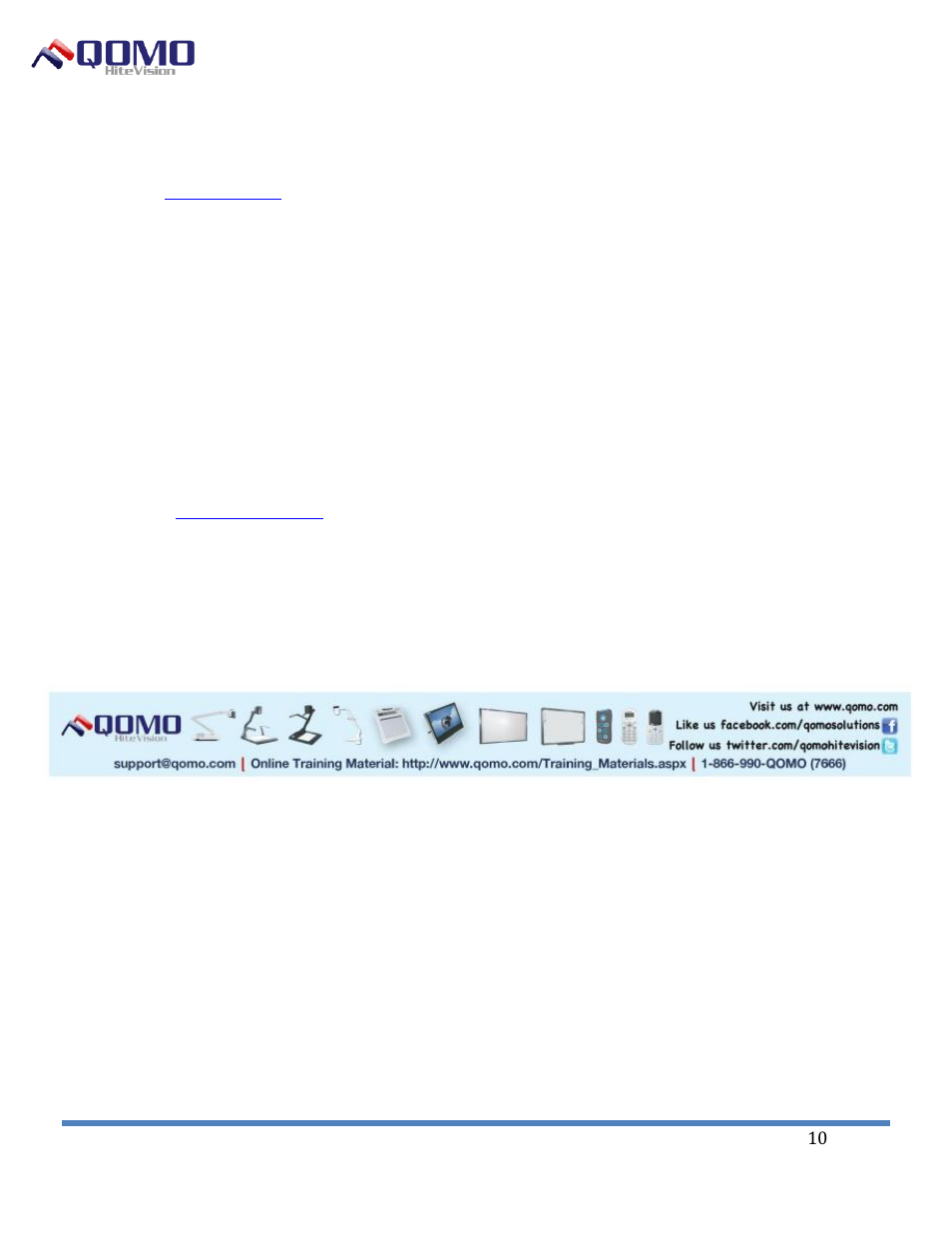 Qpc 30/30m portable document camera user manual, Software installation, Contact us | QOMO QPC30M User Manual | Page 10 / 10