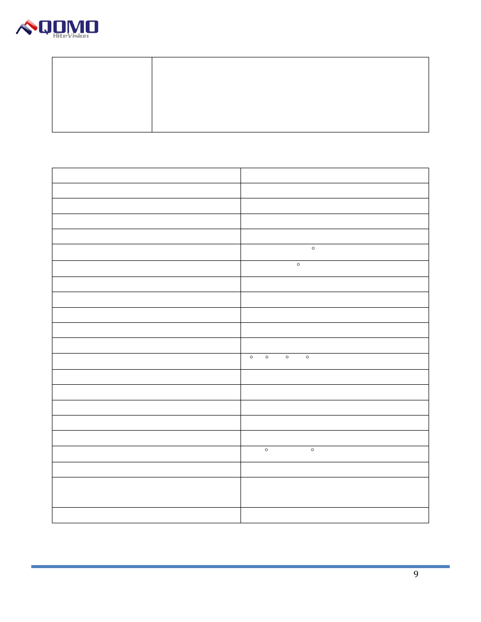 Qpc 30/30m portable document camera user manual, Product specifications | QOMO QPC30M User Manual | Page 9 / 10
