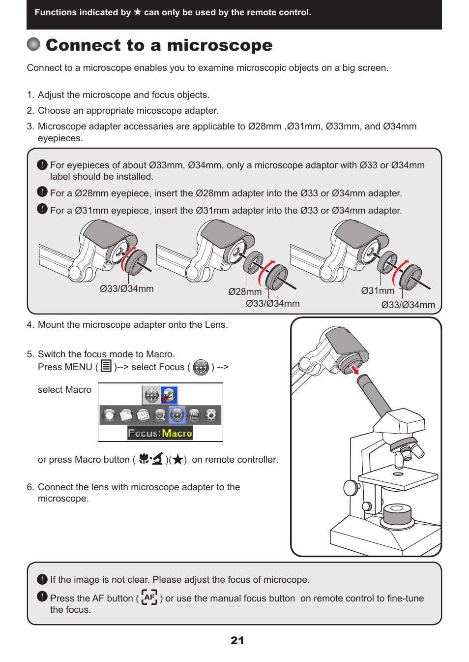 Connect to a microscope | QOMO QPC60 User Manual | Page 23 / 28