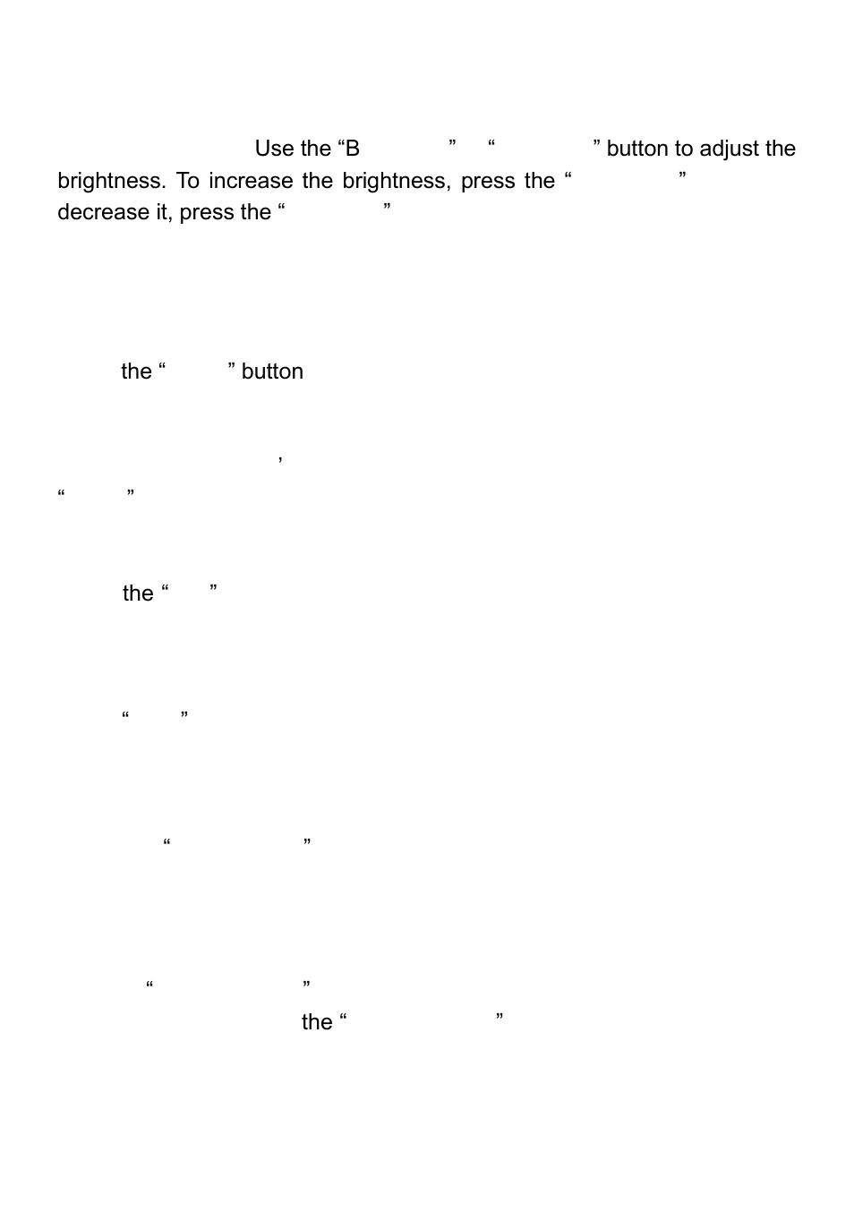 Brightness adjustment, White balance adjustment, Auto adjustment | Text/image mode, Color and b&w mode switch, Hdmi/video inputs, Rgb inputs | QOMO QD3900 User Manual | Page 13 / 24