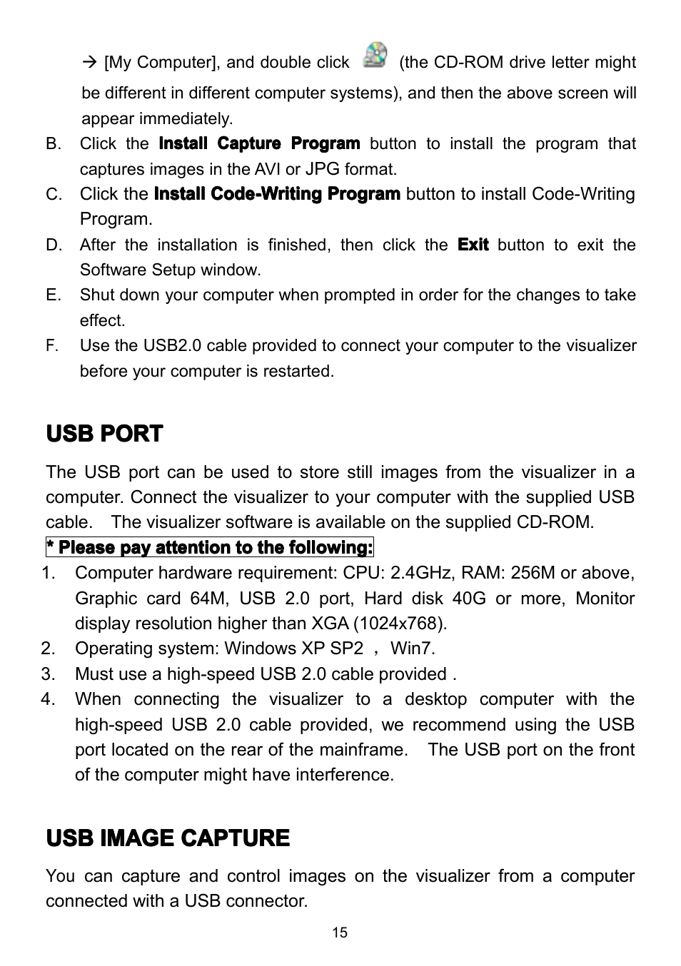 Usbport, Usbimagecapture, Usb port | Usb image capture, Usb usb port port port port | QOMO QD3800 User Manual | Page 16 / 25