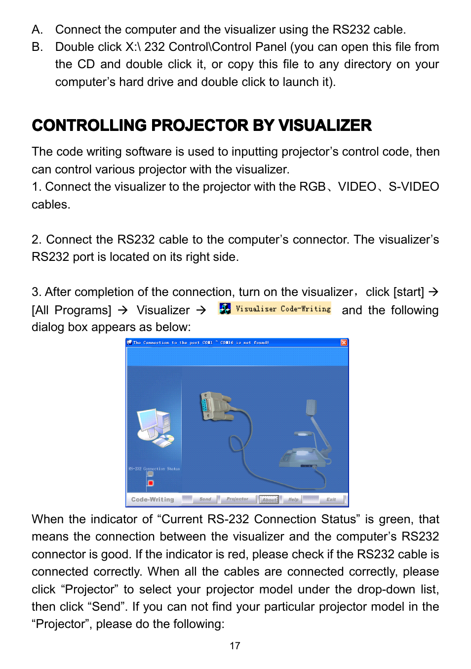 Controllingprojectorbyvisualizer, Controlling projector by visualizer, Controlling | QOMO QD3800 User Manual | Page 18 / 25