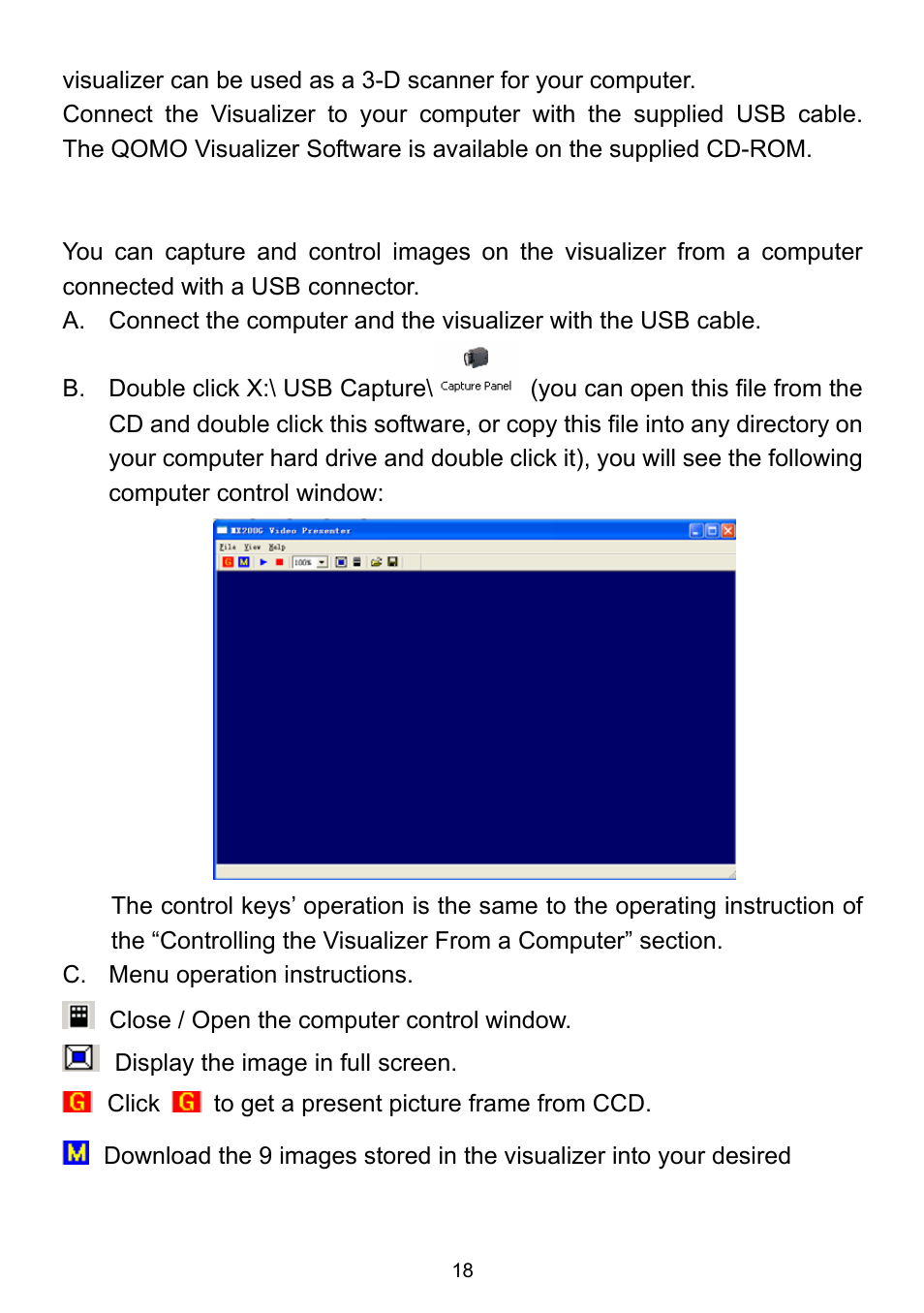 Usb image capture | QOMO QD1200 User Manual | Page 18 / 26