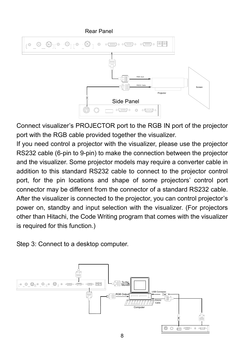 Side panel, Rear panel | QOMO QD1200 User Manual | Page 8 / 26