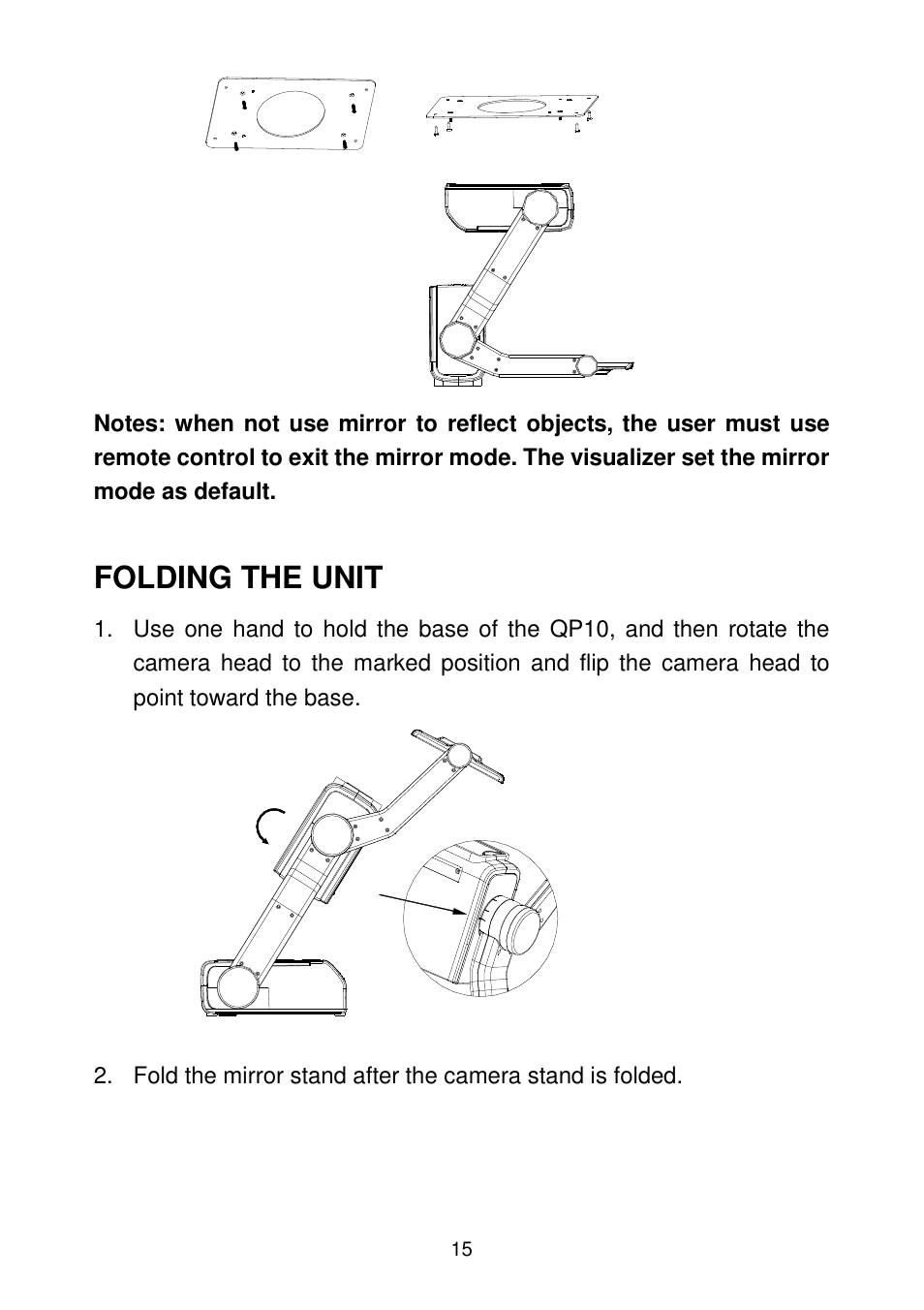 Folding the unit | QOMO QP10 User Manual | Page 15 / 17