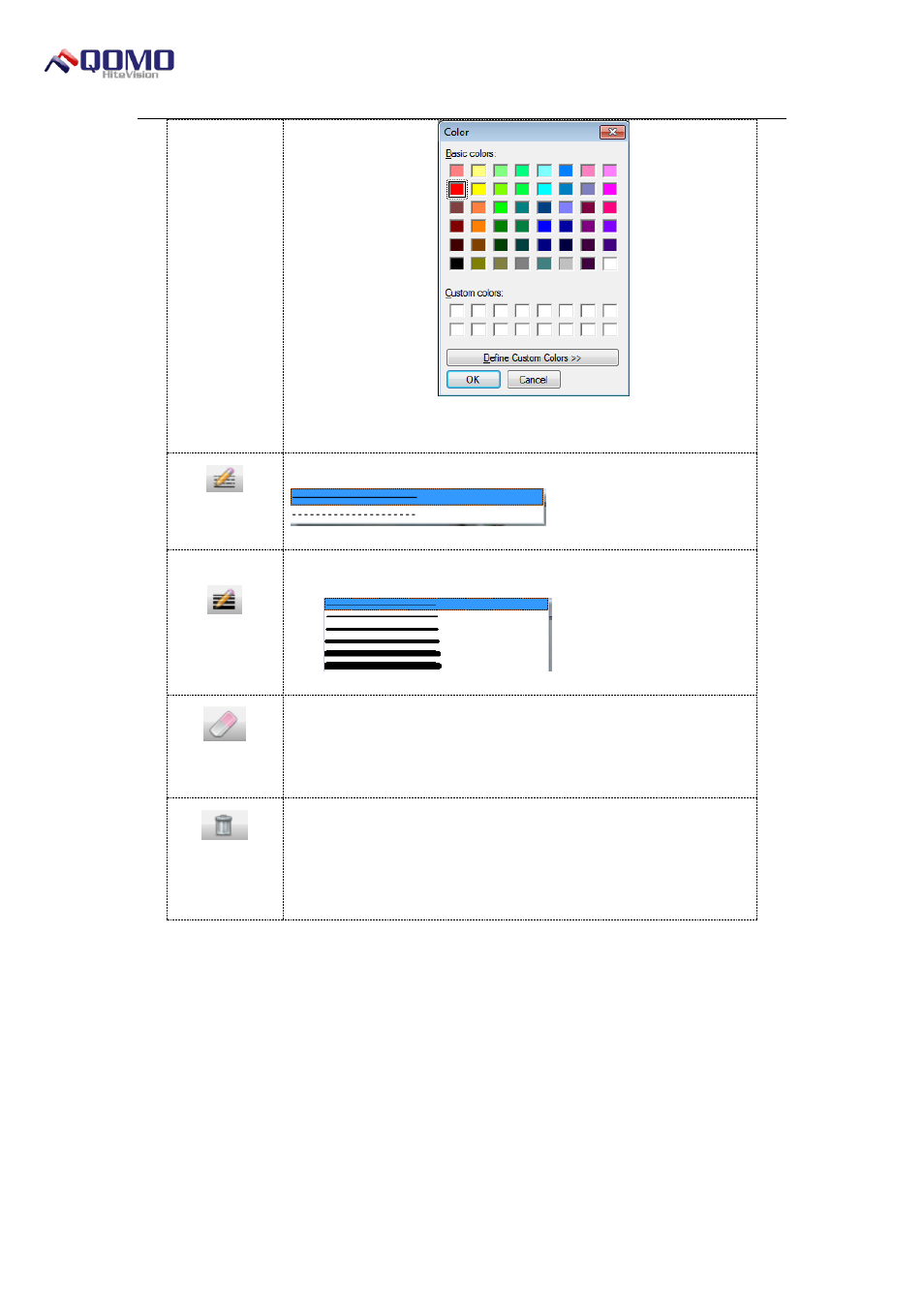 Tool menu | QOMO Visualizer User Manual | Page 21 / 30