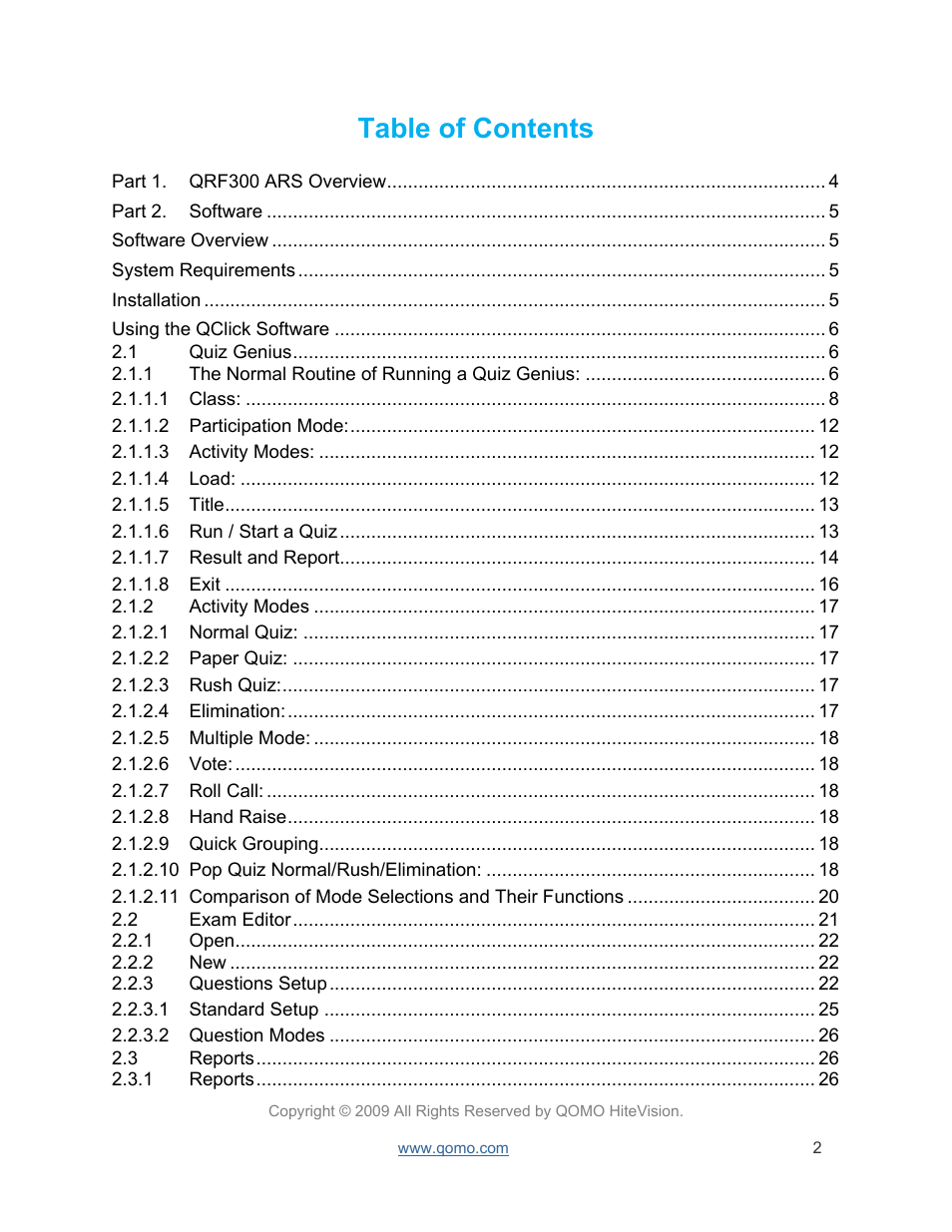 QOMO QRF300 User Manual | Page 2 / 77