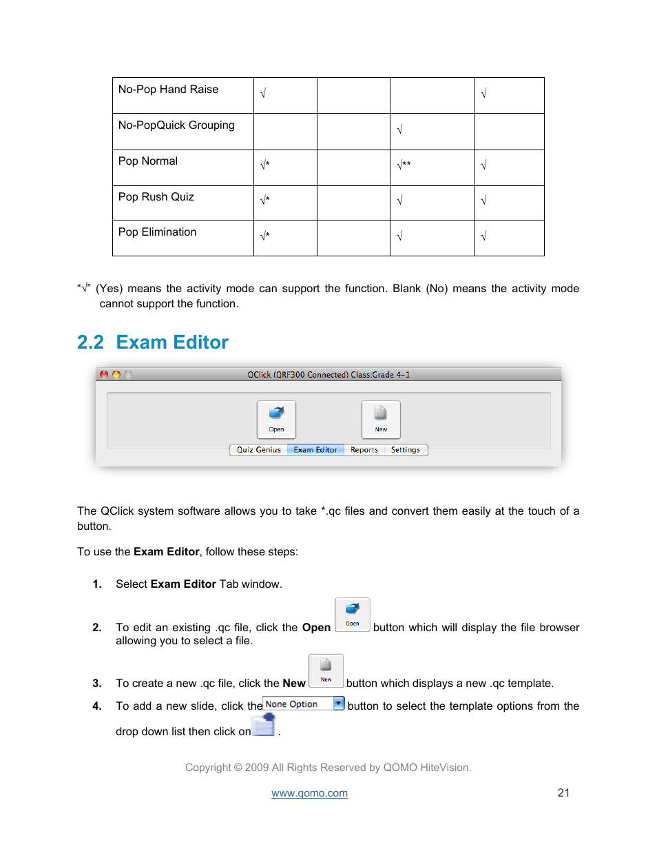 Exam editor, 2 exam editor | QOMO QRF300 User Manual | Page 21 / 77