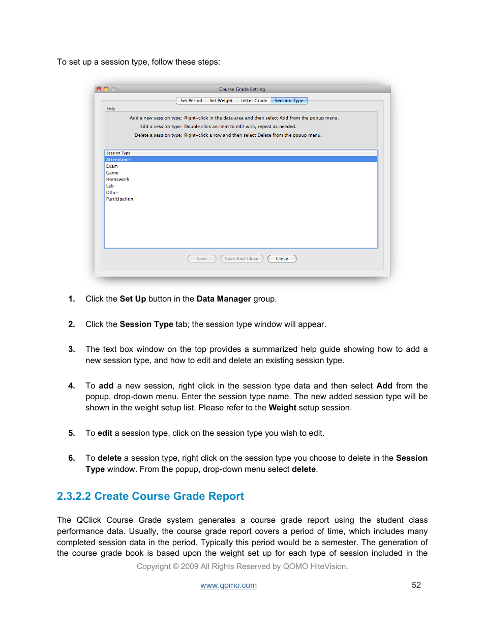 Create course grade report, 2 create course grade report | QOMO QRF300 User Manual | Page 52 / 77