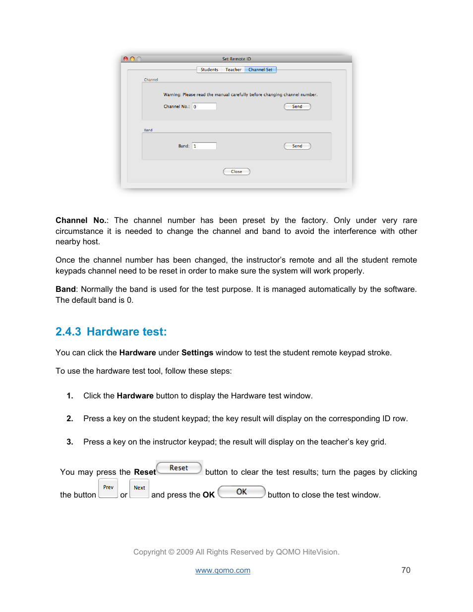 Hardware test, 3 hardware test | QOMO QRF300 User Manual | Page 70 / 77