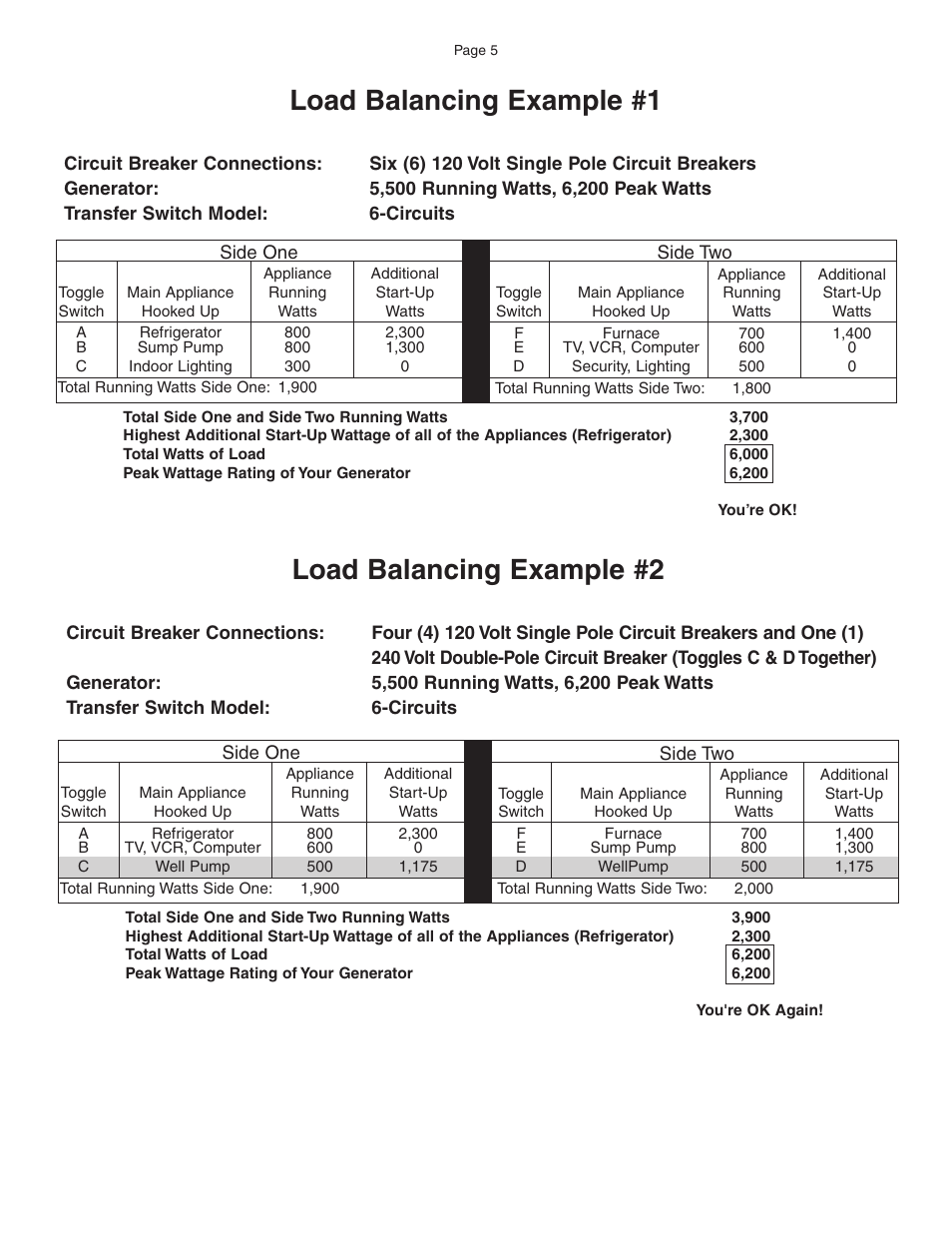 Load balancing example #1, Load balancing example #2 | Reliance Controls 31406CRK User Manual | Page 6 / 14