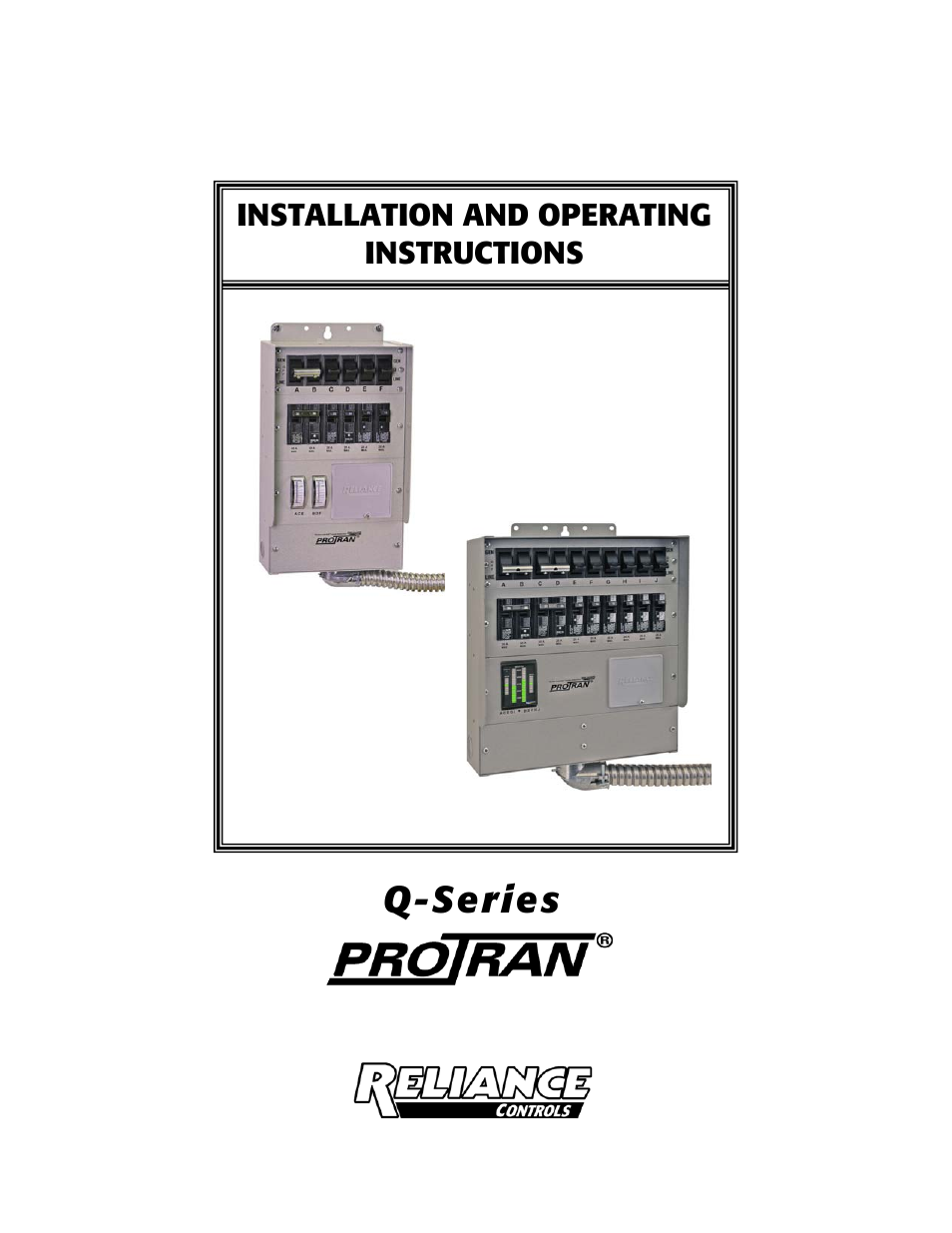 Reliance Controls Pro/Tran Q Series User Manual | 15 pages