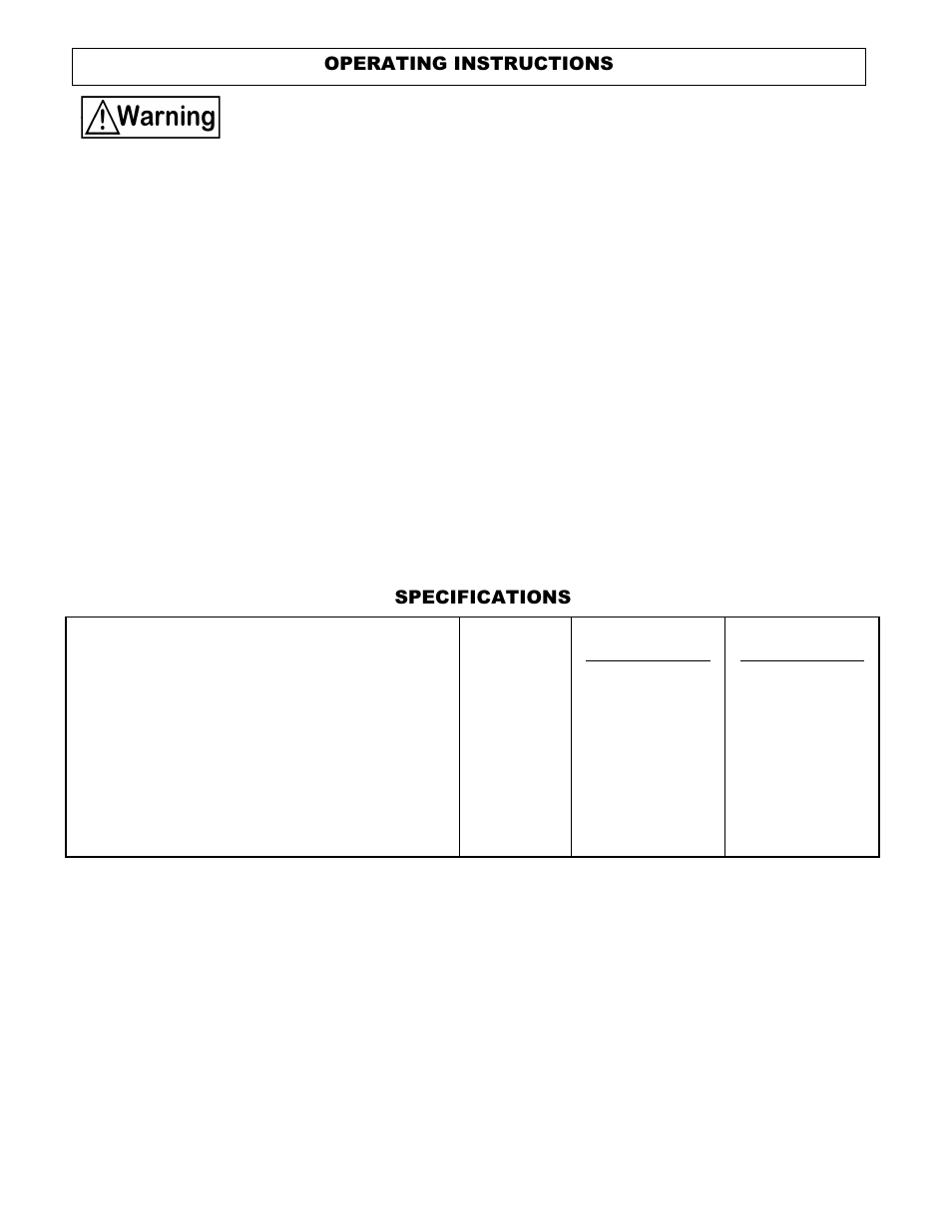 Operating instructions, Specifications | Reliance Controls Easy/Tran - TF201W User Manual | Page 5 / 6