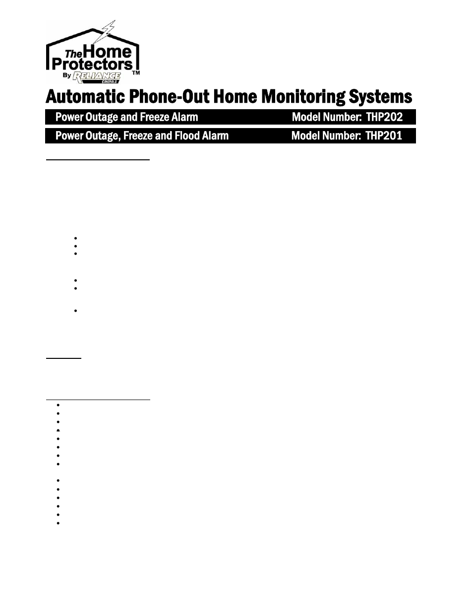 Reliance Controls THP201 User Manual | 7 pages