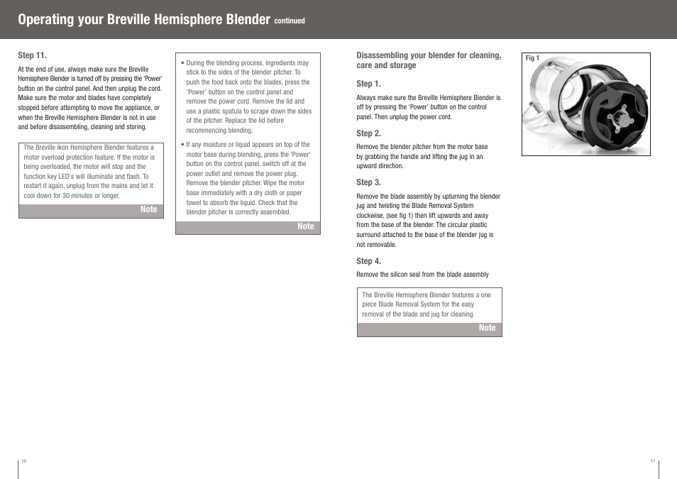 Operating your breville hemisphere blender | Breville IKON HEMISPHERE BBL550XL /B User Manual | Page 6 / 34