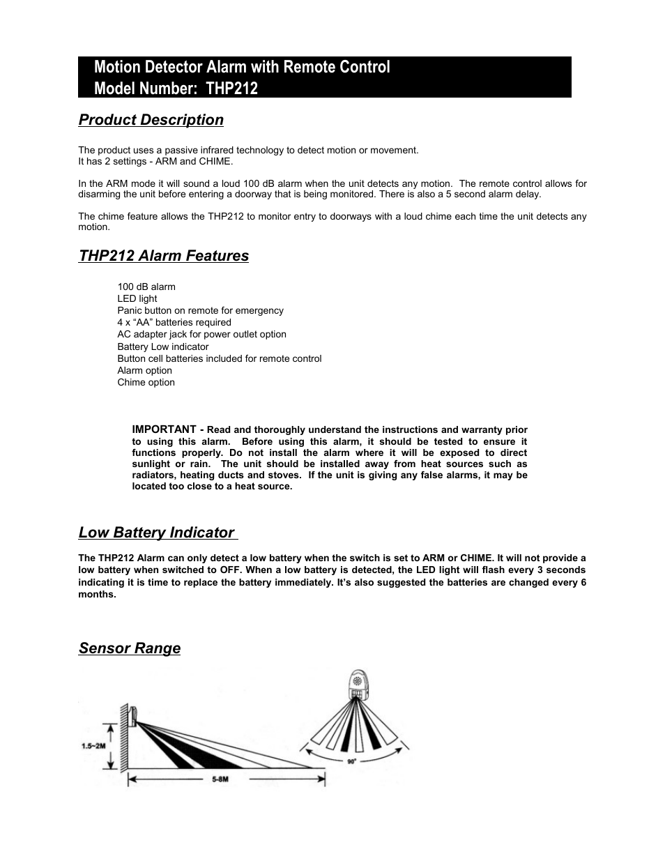 Reliance Controls THP212 User Manual | 3 pages