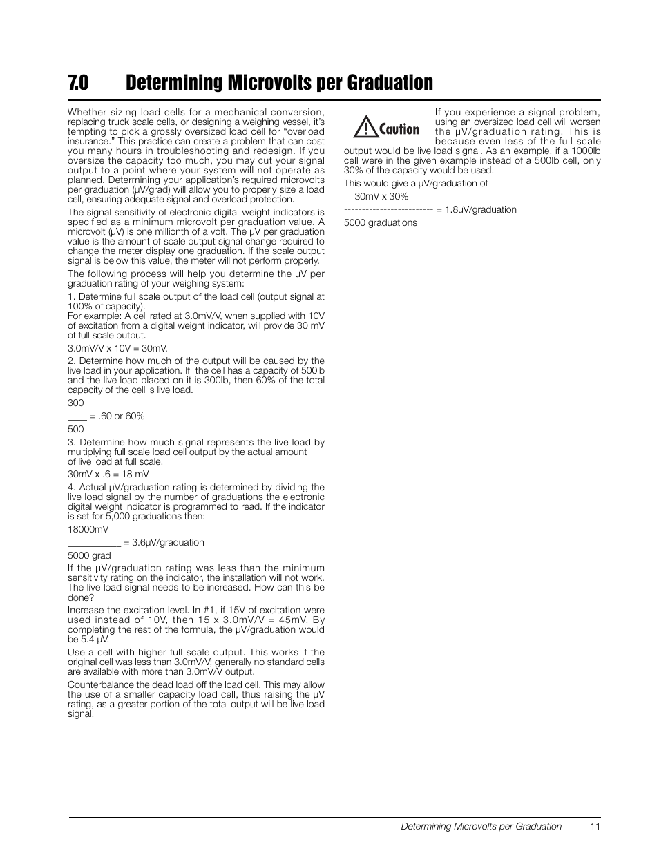 0 determining microvolts per graduation, Determining microvolts per graduation | Rice Lake Z6 Single-Ended Beam, SS Welded-seal, IP67, OIML C3 User Manual | Page 15 / 58