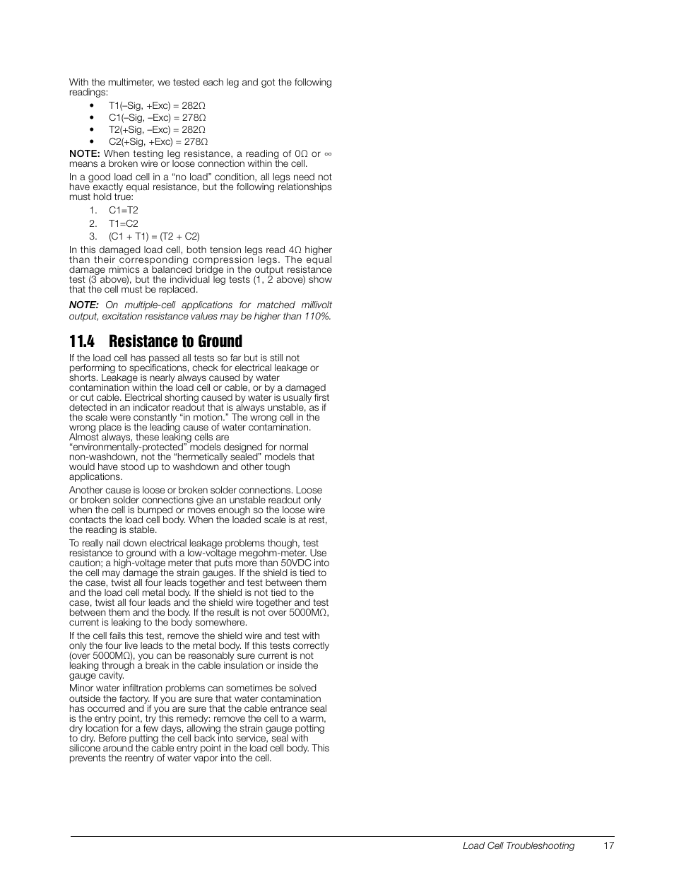 4 resistance to ground | Rice Lake Z6 Single-Ended Beam, SS Welded-seal, IP67, OIML C3 User Manual | Page 21 / 58