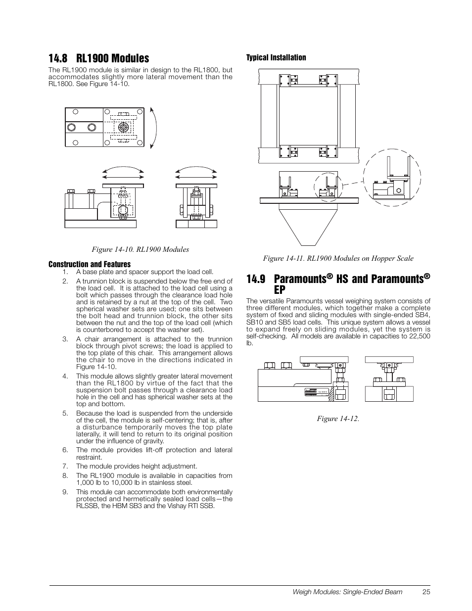 8 rl1900 modules, 9 paramounts® hs and paramounts® ep, 9 paramounts | Hs and paramounts | Rice Lake Z6 Single-Ended Beam, SS Welded-seal, IP67, OIML C3 User Manual | Page 29 / 58