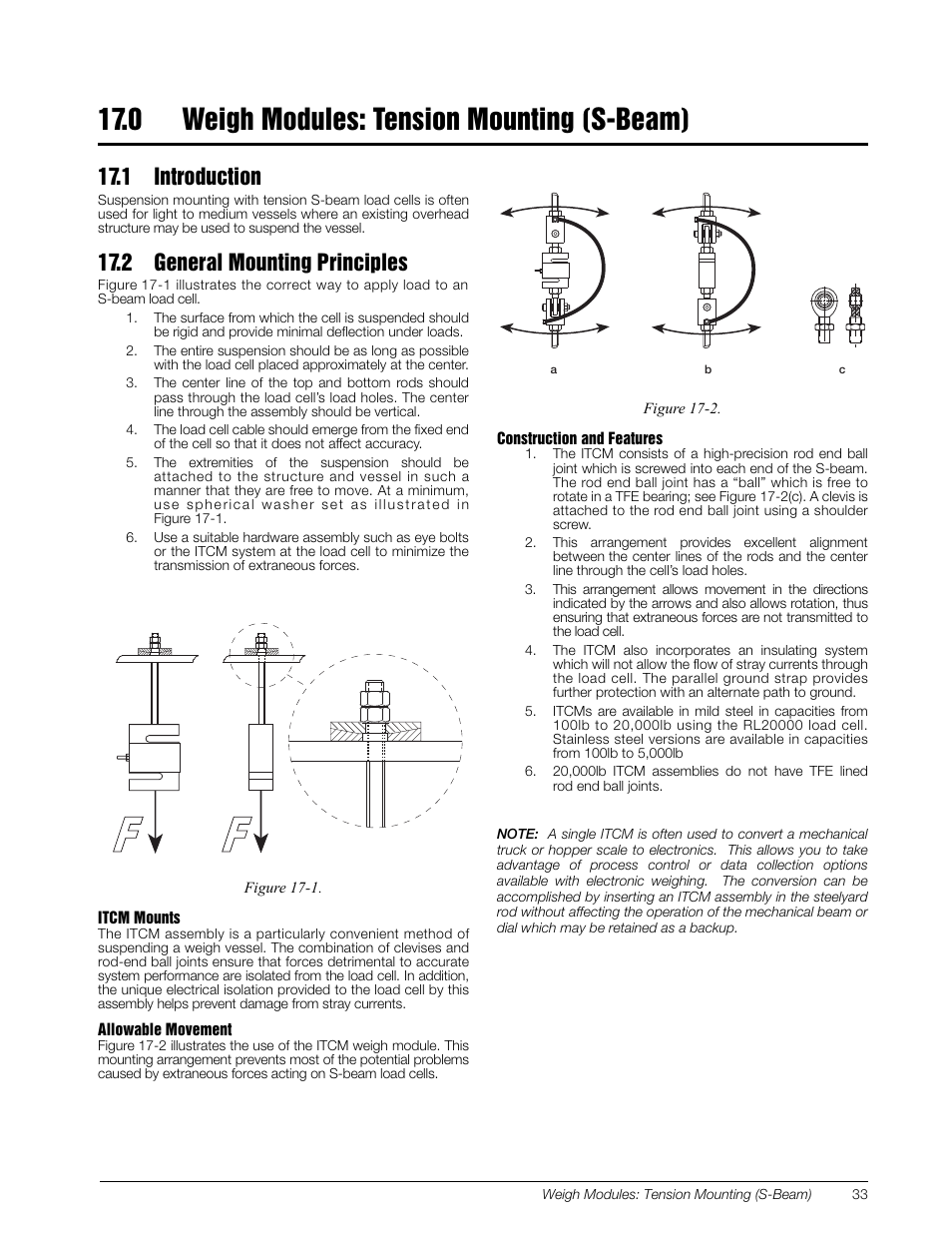 0 weigh modules: tension mounting (s-beam), 1 introduction, 2 general mounting principles | Weigh modules: tension mounting (s-beam), 1 introduction 17.2 general mounting principles | Rice Lake Z6 Single-Ended Beam, SS Welded-seal, IP67, OIML C3 User Manual | Page 37 / 58