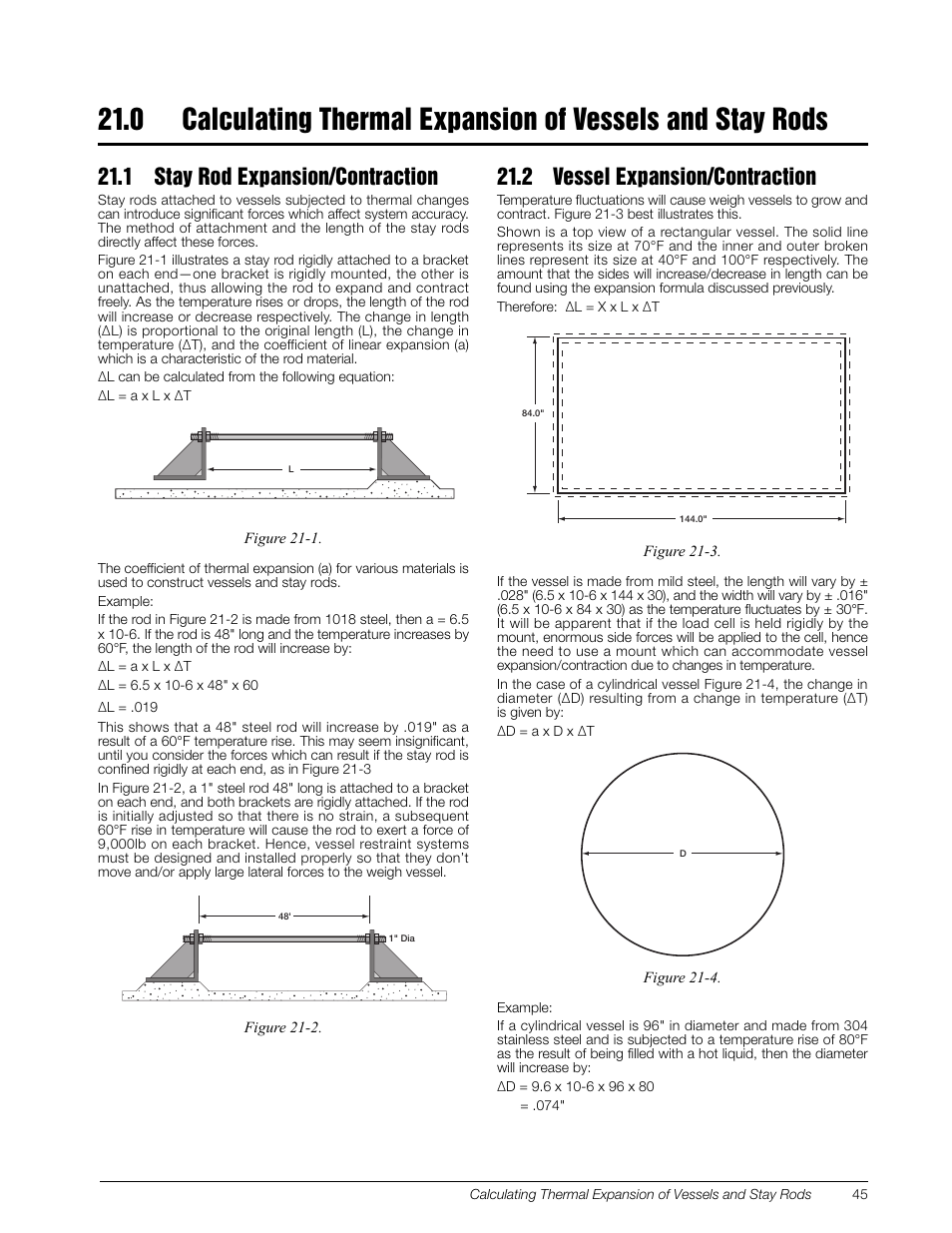 1 stay rod expansion/contraction, 2 vessel expansion/contraction | Rice Lake Z6 Single-Ended Beam, SS Welded-seal, IP67, OIML C3 User Manual | Page 49 / 58