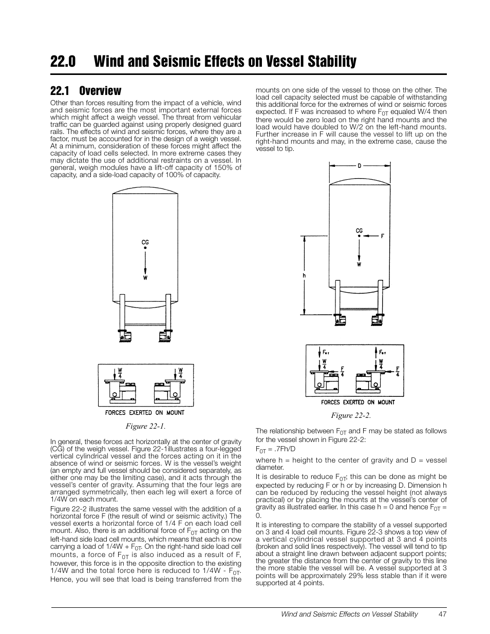 0 wind and seismic effects on vessel stability, 1 overview, Wind and seismic effects on vessel stability | Rice Lake Z6 Single-Ended Beam, SS Welded-seal, IP67, OIML C3 User Manual | Page 51 / 58