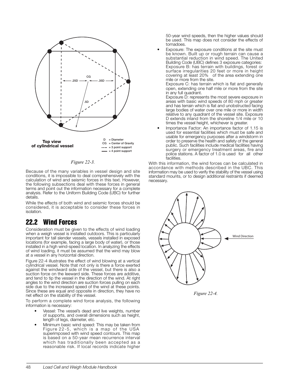 2 wind forces, S. figure 22-3 shows a top view of | Rice Lake Z6 Single-Ended Beam, SS Welded-seal, IP67, OIML C3 User Manual | Page 52 / 58