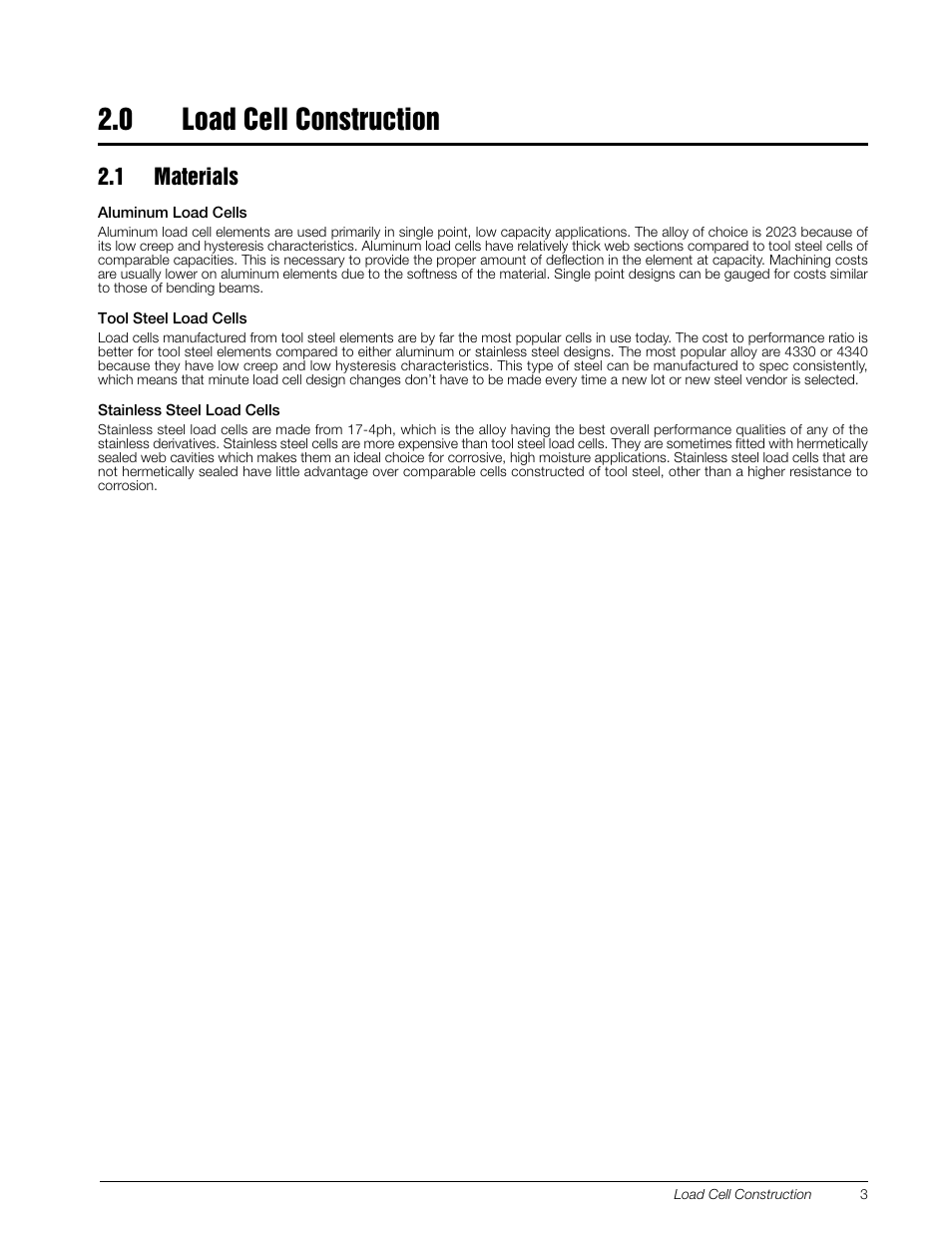 0 load cell construction, 1 materials, Load cell construction | Rice Lake Z6 Single-Ended Beam, SS Welded-seal, IP67, OIML C3 User Manual | Page 7 / 58