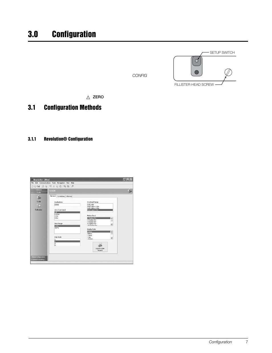 0 configuration, 1 configuration methods, 1 revolution® configuration | Configuration, Revolution® configuration, Section 3.1 on | Rice Lake 120 Digital Weight Indicator User Manual | Page 11 / 44