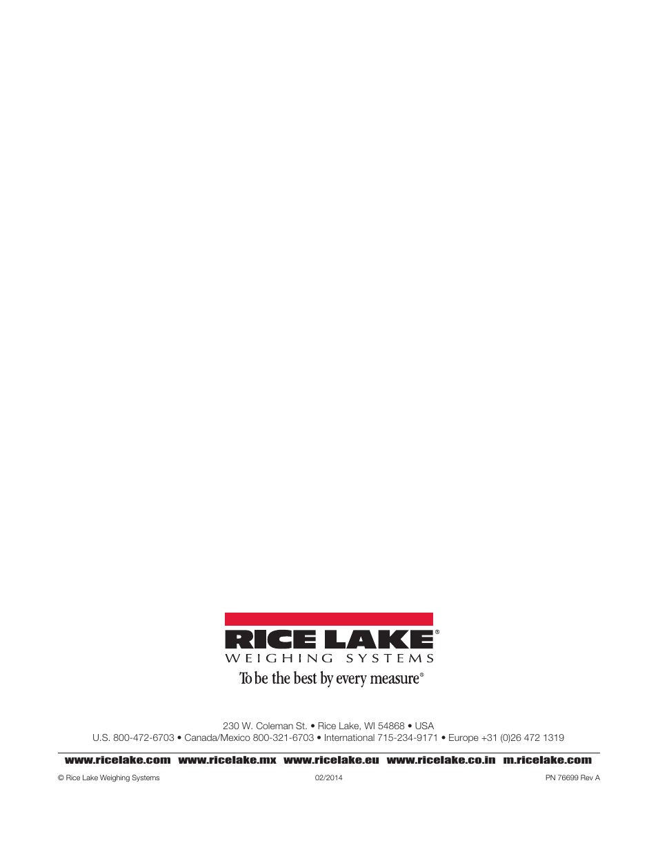 Rice Lake 120 Digital Weight Indicator User Manual | Page 44 / 44