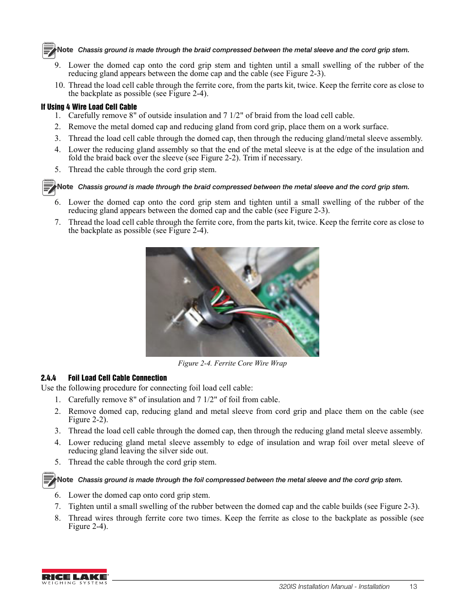 4 foil load cell cable connection, Foil load cell cable connection | Rice Lake Intrinsically Safe User Manual | Page 19 / 76