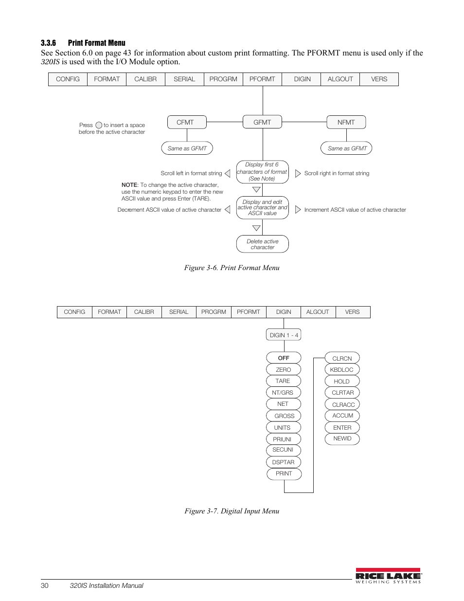 6 print format menu, Print format menu, Is used with the i/o module option | Rice Lake Intrinsically Safe User Manual | Page 36 / 76