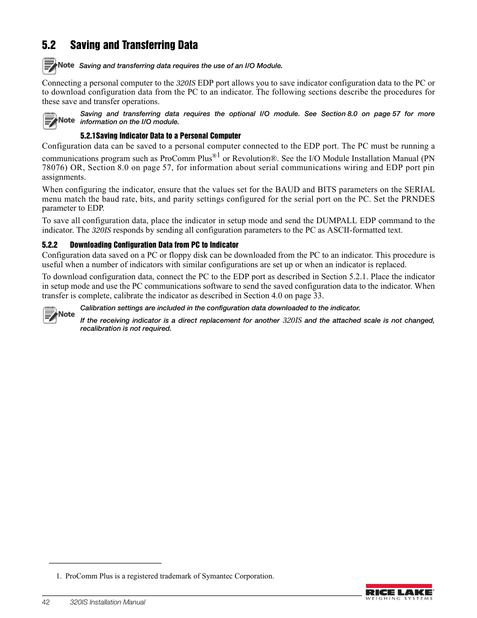 2 saving and transferring data, 1 saving indicator data to a personal computer, Saving indicator data to a personal computer | Rice Lake Intrinsically Safe User Manual | Page 48 / 76