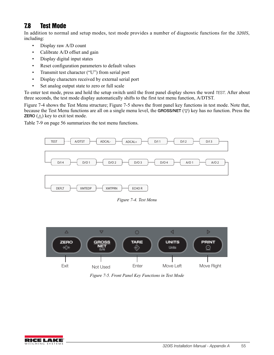 8 test mode | Rice Lake Intrinsically Safe User Manual | Page 61 / 76