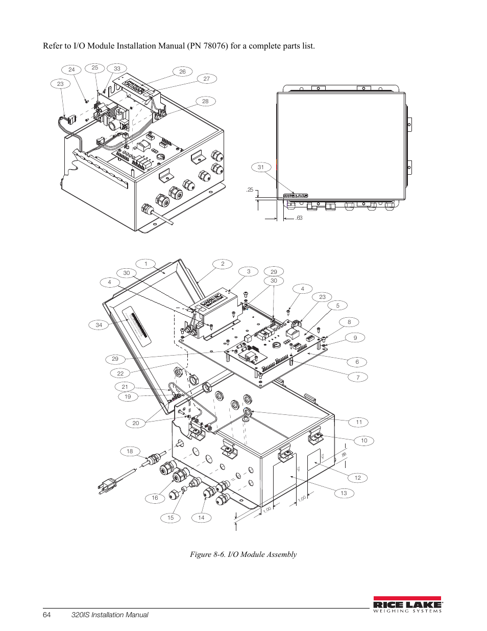 Figure 8-6. i/o module assembly | Rice Lake Intrinsically Safe User Manual | Page 70 / 76